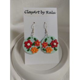 Cercei handmade Multi Floral, ClayArt By Ralu